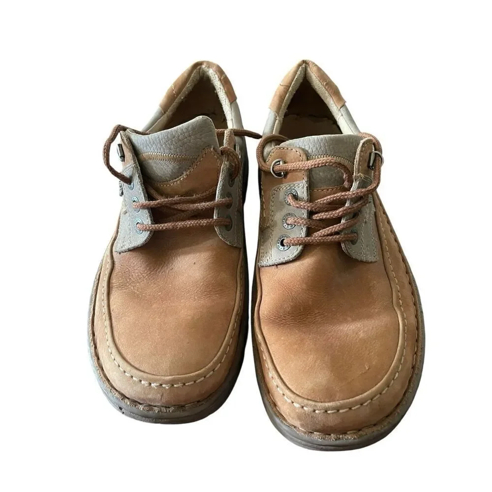 Walker Flex Mens Brown Lace Up Boat Shoe Leather Loafers Size 46